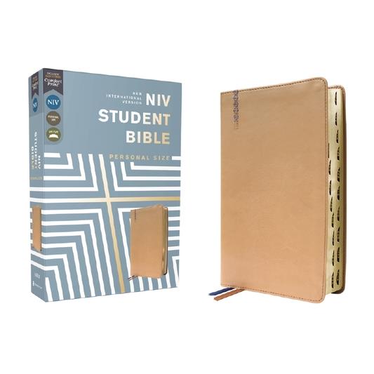 Niv, Student Bible, Personal Size, Leathersoft, Tan, Thumb Indexed, Comfort Print | 拾書所