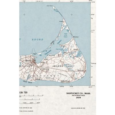 Nantucket, Massachusetts Vintage Map Field Journal Notebook, 50 pages/25 sheets, 4x6