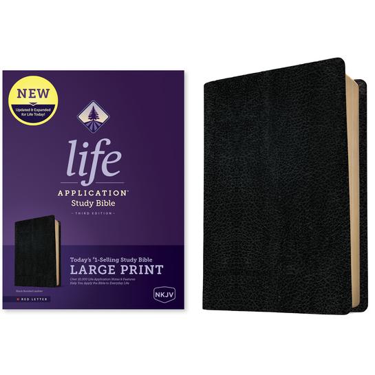 NKJV Life Application Study Bible, Third Edition, Large Print (Red Letter, Bonded Leather, Black)
