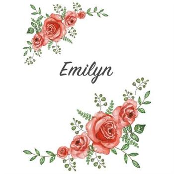 EmilynPersonalized Notebook with Flowers and First Name - Floral Cover (Red Rose Blooms).