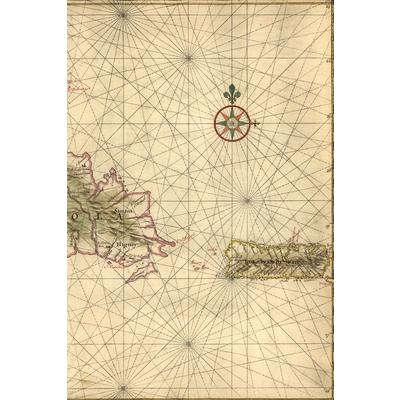 17th Century Map of Hispaniola and Puerto Rico - A Poetose Notebook / Journal / Diary (50 pages/25 sheets)