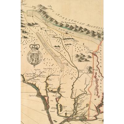 17th Century Map of North and South Carolina - A Poetose Notebook / Journal / Diary (50 pages/25 sheets)