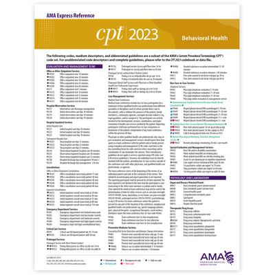 CPT 2023 Express Reference Coding Card: Behavioral Health