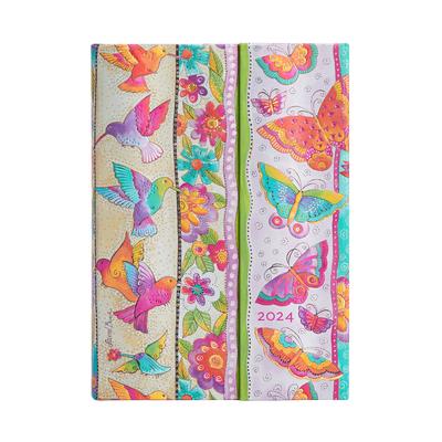 Paperblanks 2024 Hummingbirds & Flutterbyes Playful Creations 12-Month MIDI Day Planner Wrap Closure 416 Pg 80 GSM