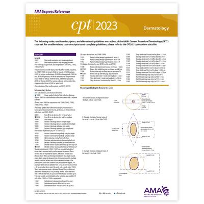 CPT 2023 Express Reference Coding Card: Dermatology