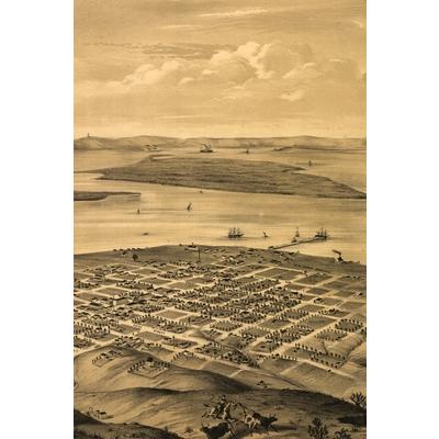 19th Century Bird’s Eye View Map of San Diego, California - A Poetose Notebook / Journal / Diary (50 pages/25 sheets)