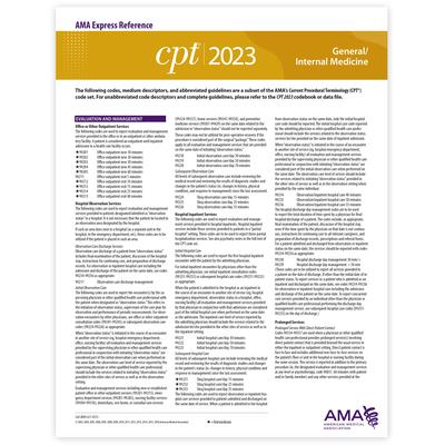 CPT 2023 Express Reference Coding Card: General/Internal Medicine