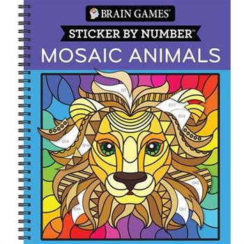 Brain Games - Sticker by Number: Mosaic Animals (28 Images to Sticker)