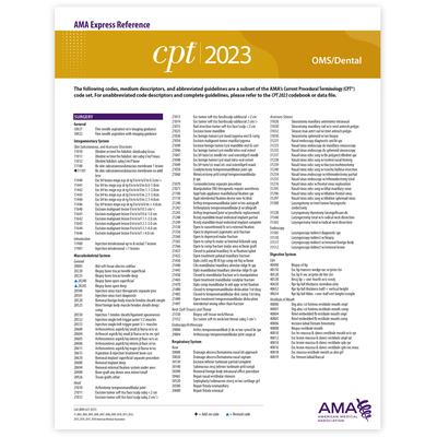 CPT 2023 Express Reference Coding Card: Oms/Dental