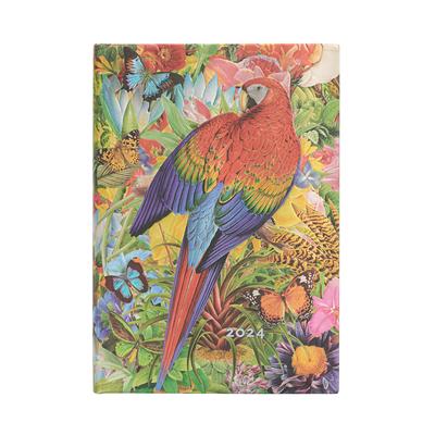 Paperblanks 2024 Tropical Garden Nature Montages 12-Month MIDI Horizontal Elastic Band Closure 160 Pg 100 GSM