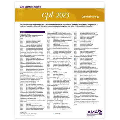 CPT 2023 Express Reference Coding Card: Ophthalmology