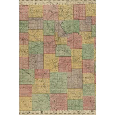 19th Century Map of Kansas - A Poetose Notebook / Journal / Diary (50 pages/25 sheets)