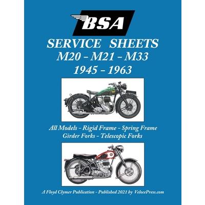 BSA M20, M21 and M33 'Service Sheets' 1945-1963 for All Rigid, Spring Frame, Girder and Telescopic Fork Models | 拾書所