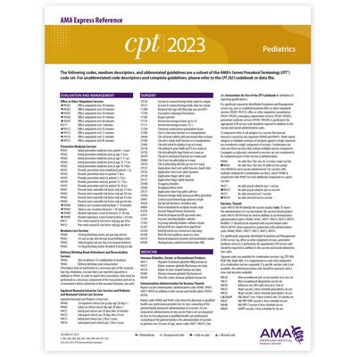 CPT 2023 Express Reference Coding Card: Pediatrics