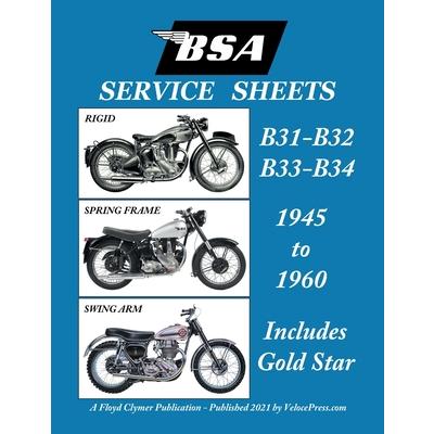 BSA B31 - B32 - B33 - B34 'Service Sheets' 1945-1960 for All Pre-Unit Rigid, Spring Frame and Swing Arm Models | 拾書所