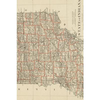 1878 Map of Indiana - A Poetose Notebook / Journal / Diary (50 pages/25 sheets)