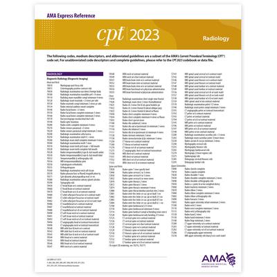 CPT 2023 Express Reference Coding Card: Radiology