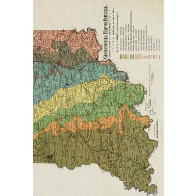 19th Century Geological Map of Indiana - a Poetose Notebook / Journal / Diary (50 Pages/25 Sheets)
