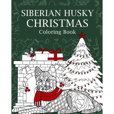 Siberian Husky Christmas Coloring Book
