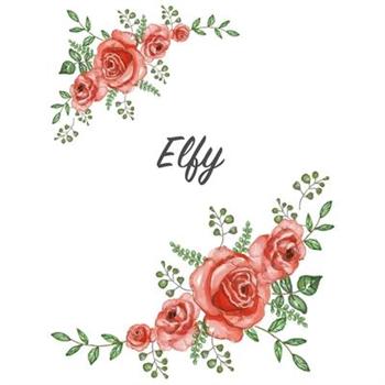 ElfyPersonalized Notebook with Flowers and First Name - Floral Cover (Red Rose Blooms). Co