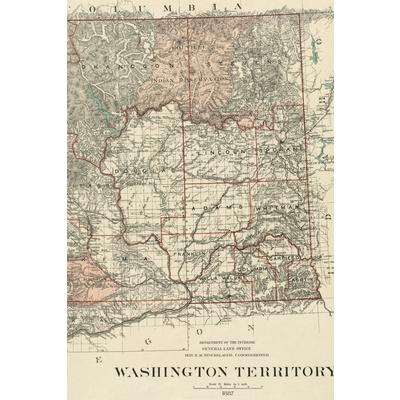 1887 Map of Washington - a Poetose Notebook / Journal / Diary (50 Pages/25 Sheets)
