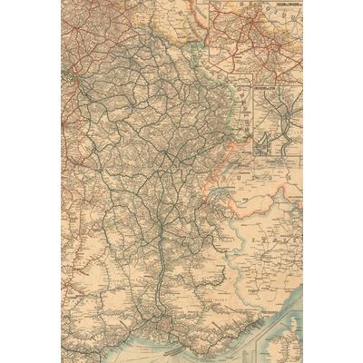 1906 Map of France Showing Railways - a Poetose Notebook / Journal / Diary (50 Pages/25 Sheets)