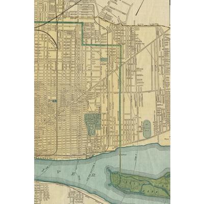 Detroit, Michigan Vintage Map Field Journal Notebook, 50 pages/25 sheets, 4x6