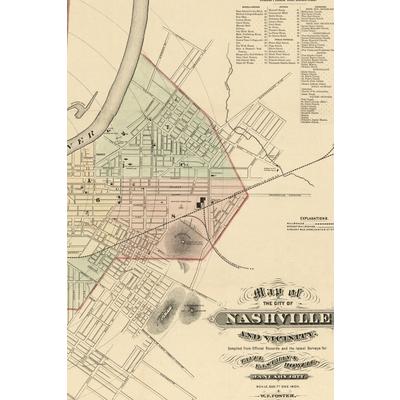 Nashville, Tennessee Vintage Map Field Journal Notebook, 50 pages/25 sheets, 4x6