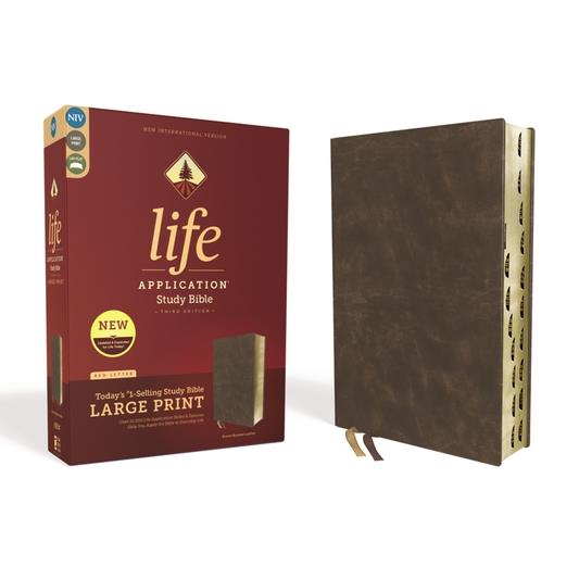 Niv, Life Application Study Bible, Third Edition, Large Print, Bonded Leather, Brown, Indexed, Red Letter Edition