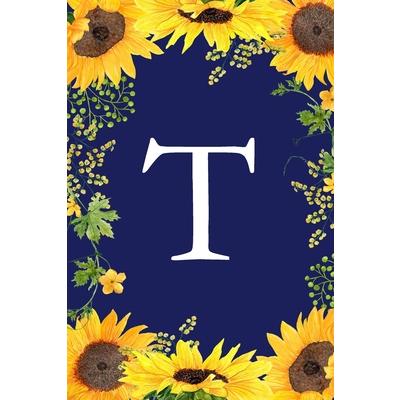 TPersonalized Initial Monogram Blank Lined Notebook Journal Sunflower flowers, for Women a