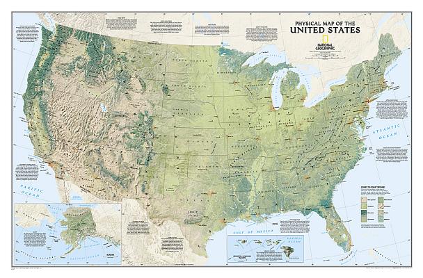 National Geographic United States Physical Wall Map - Laminated (38.25 X 25.25 In) | 拾書所