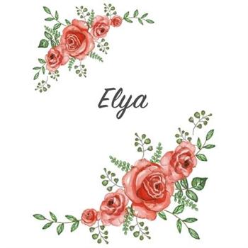 ElyaPersonalized Notebook with Flowers and First Name - Floral Cover (Red Rose Blooms). Co