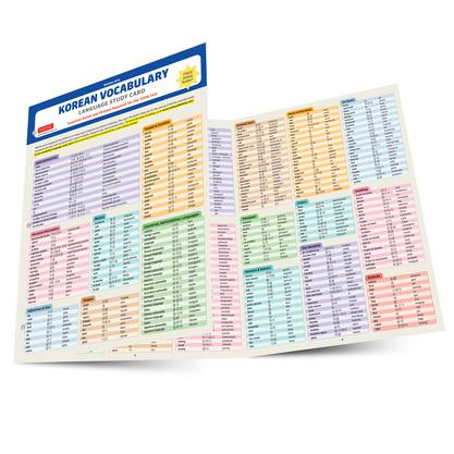 Korean Vocabulary Language Study Card