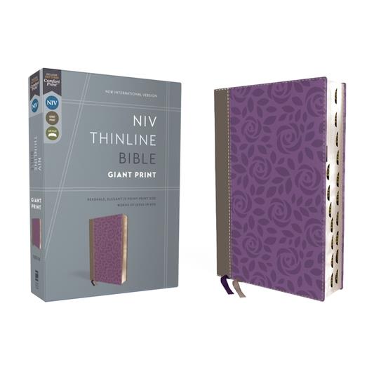 Niv, Thinline Bible, Giant Print, Leathersoft, Gray/Purple, Red Letter, Thumb Indexed, Comfort Print