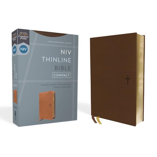 Niv, Thinline Bible, Compact, Leathersoft, Brown, Red Letter, Comfort Print