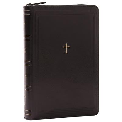 Nkjv, Compact Paragraph-Style Reference Bible, Leathersoft, Black with Zipper, Red Letter, Comfort Print