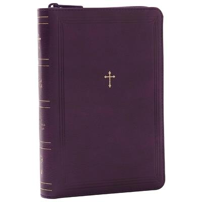 Nkjv, Compact Paragraph-Style Reference Bible, Leathersoft, Purple with Zipper, Red Letter, Comfort Print