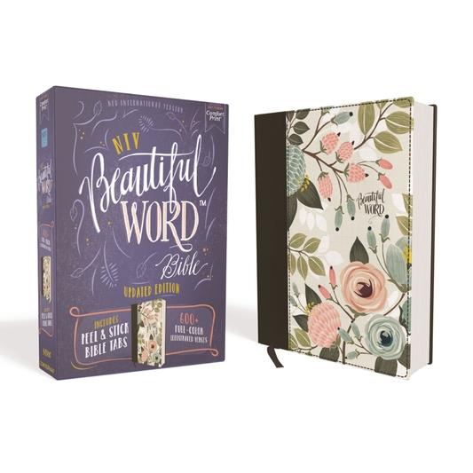 Niv, Beautiful Word Bible, Updated Edition, Peel/Stick Bible Tabs, Cloth Over Board, Multi-Color Floral, Red Letter, Comfort Print