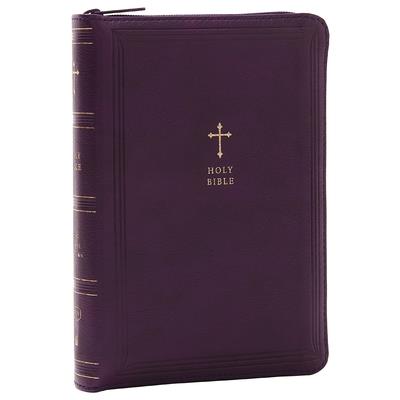 KJV Holy Bible, Compact Reference Bible, Leathersoft, Purple with Zipper, 43,000 Cross-References, Red Letter, Comfort Print