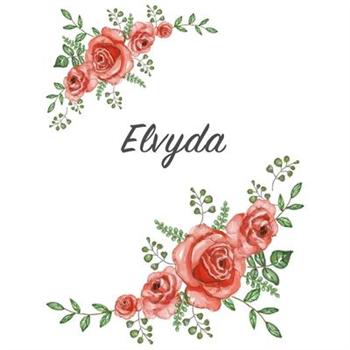 ElvydaPersonalized Notebook with Flowers and First Name - Floral Cover (Red Rose Blooms).