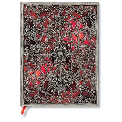 Garnet Softcover Flexis Ultra 176 Pg Unlined Silver Filigree Collection | 拾書所