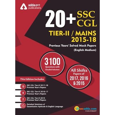 20+ SSC CGL Tier II 2015-18 Previous Year’s Paper Book (English Printed Medium)