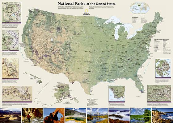 National Geographic National Parks of the United States Wall Map - Laminated (42 X 30 In) | 拾書所