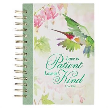 Christian Art Gifts Green Journal W/Scripture Love Bible Verse Large Notebook, 192 Ruled Pages, 1 Cor. 13:4 Bible Verse