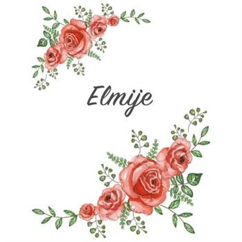 ElmijePersonalized Notebook with Flowers and First Name - Floral Cover (Red Rose Blooms).