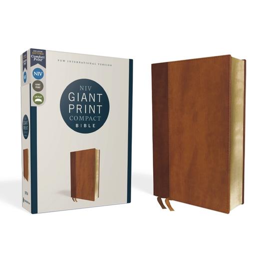 Niv, Giant Print Compact Bible, Leathersoft, Brown, Red Letter Edition, Comfort Print