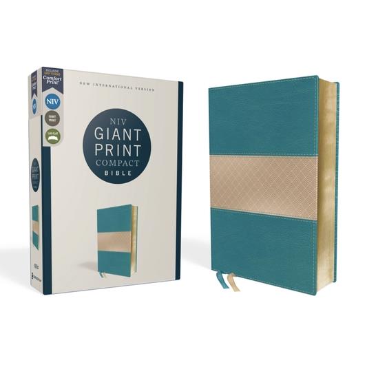 Niv, Giant Print Compact Bible, Leathersoft, Teal, Red Letter Edition, Comfort Print