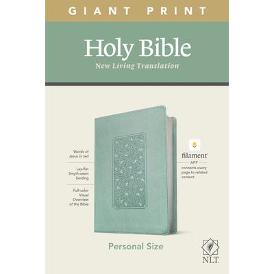 NLT Personal Size Giant Print Bible, Filament Enabled Edition (Red Letter, Leatherlike, Floral Frame Teal)