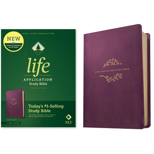 NLT Life Application Study Bible, Third Edition (Red Letter, Leatherlike, Purple)