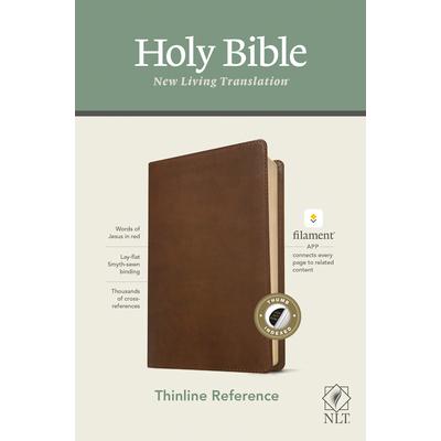 NLT Thinline Reference Bible, Filament Enabled Edition (Red Letter, Leatherlike, Rustic Brown, Indexed)